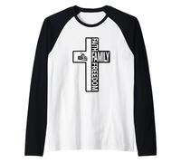 Cross with Faith Family Freedom Christian Motorcycle Dad Raglan Baseball Tee
