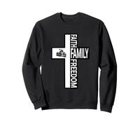 Cross with Faith Family Freedom Christian Motorcycle Dad Sweatshirt