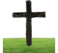 Cross Wreath 15x9" Rattan Cross Easter Wreath, Cross Sign Door Hanger Large Grapevine Cross Wreaths for Front Door Spring Decorations for Door Wall Outside Nativity Decorative