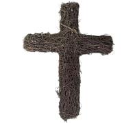 Cross Wreath Frame, Rustic DIY Rattan Woven Cross Wreath for Xmas Easter Door Garland Wedding Party Home Hanging Decoration