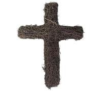 Cross Wreath Frame, Rustic DIY Rattan Woven Cross Wreath, Hanging Garland for Xmas Easter Door Wedding Party Decor