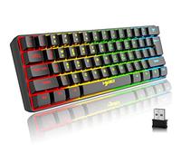 CROSS ZEBRA L500 Wireless Gaming Keyboard, 61 Keys Bluetooth 5.0 + 2.4G Tri-Mode RGB Backlit Ergonomic Ultra-Compact Silent 60% Keyboard with Rechargeable Battery for Windows Mac PC PS4 Gamer, Black