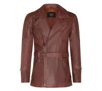 Cross Zip Mid-Length CE Armour Biker Jacket Infinity Leather Tan M
