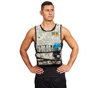 CROSS101 Adjustable Weighted Vest, 40 lbs (Camouflage) With Phone Pocket & Water bottle holder, Desert Camo