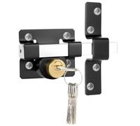 Crossbar Locking Latch Padlockable Shed Gate Lock with Screws & Rust-Proof Washers, Security Door Hasp Lock for 50mm Thickness Door, 304 Stainless Steel, 5 Keys