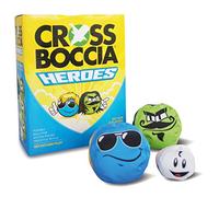 Crossboccia Doublepack Heroes, 2 x 3 Same Colour Fabric Bags, Various Designs, Diameter 8 cm Filled with Granules, Set for 2 Players, Includes Target Ball, in 4-Colour Box with Rules