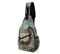 Crossbody Backpack Daisies Rustic Rusty Horse On Old Wood Anti-Theft Over The Shoulder Bag Fashion Sling Backpack For Work Women Men