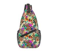 Crossbody Backpack Rainbow Animal Zebra Tiger Cheetah Leopard Print Splatter Waterproof Shoulder Bag Lightweight Chest Pack For Women Men Work