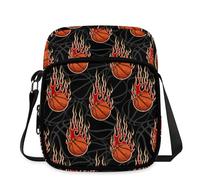 Crossbody Bag for Kids, Lightweight Small Shoulder Wallet Purse for Boys Girls Adjustable Strap Travel Canvas Messenger Bag, Basketball, 6.1 x 3.5 x 8.3 in