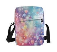 CrossBody Bag for Men and Women Trendy Shoulder Bag with Adjustable Strap Work Outdoor Sports Heart Bubble Dream Color