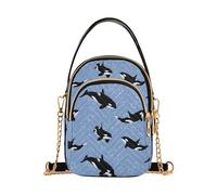 Crossbody Bag for Women Orcas Black Handbag Small Shoulder Bag with Detachable Chain Strap Multiple Pockets for Vacation Work