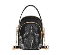 Crossbody Bag Ultrasonic Quilted Waterproof Dark in Wonderland | polyester 3 Zipper Pockets Detachable Gold Chain Strap for Travel & Shopping