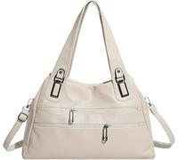 Crossbody Bag, Vintage PU Leather Shoulder, Large Capacity Handbag, Travel Dating Work Commuting, Stylish Daily For Women And Teenage Girls(White)