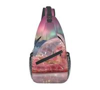 Crossbody Bag with Unique Snail Under The Aurora Print Light Durable Chest Bag for Travel Work Sports Outdoor