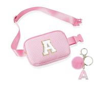 Crossbody Bags for Teenagers, Bum Bag with Cute Letter Chain for Women Friends Sister, Pop Gifts for Birthday and Festival, Personalized Bumbags Purse for Teen Girl (Pink A)