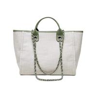 Crossbody Bags For Women Beach Canvas Hand, Initial Beach, Birthday, Chain Hand, Christmas Bridal(White - Green)