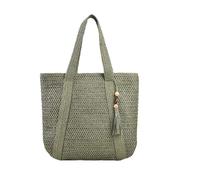 Crossbody Bags For Women Bolso De Paja Straw Handmade Woven Shoulder Large Capacity Tote with Pendant Armpit Top-Handle Hand Purse(Green)
