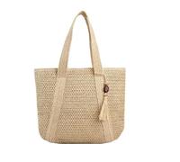 Crossbody Bags For Women Bolso De Paja Straw Handmade Woven Shoulder Large Capacity Tote with Pendant Armpit Top-Handle Hand Purse(Beige)