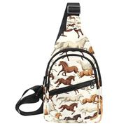 Crossbody Bags for Women Men Galloping Wild Horses (3) Sling Bag Bakpack Casual Chest Bag with Convertible Shoulder Strap