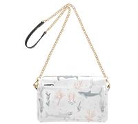 Crossbody Bags for Women PU Leather Cross Body Shoulder Bags Messenger Handbags Adjustable Wide Strap Baby Sharks with Seaweed Bubbles and Coral Spaced Composition on White Background Pastel Marine T