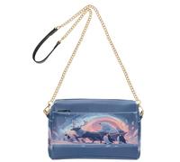 Crossbody Bags for Women PU Leather Cross Body Shoulder Bags Messenger Handbags Adjustable Wide Strap Deer Pull Sledges Through The Aurora Arch Polar Bears and Penguins and Crystal Scraps Of Paper