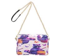 Crossbody Bags for Women PU Leather Cross Body Shoulder Bags Messenger Handbags Adjustable Wide Strap Raccoon Band Drums Rainbow Snow Drum Notes Transform Into Shiny Butterflies Neon Purple Vs Coral