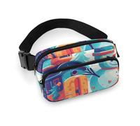 Crossbody Bags for Women Snowman Sitting on The Train Printed Fanny Packs Crossbody with Adjustable Strap, style, 20x13cm, Fanny Packs