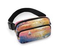 Crossbody Bags for Women Sunset And Sea View Printed Fanny Packs Crossbody with Adjustable Strap, style, 20x13cm, Fanny Packs