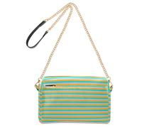 Crossbody Bags for Women Travel Stripes Yellow-rose Gold-silver-orange-teal | Faux Leather Purse with Chain Strap Handbag with Cell Phone Wallet Pocket
