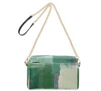 Crossbody Bags For Women Vegan Leather Womens Cross Body Purse Bags Zip Shoulder Handbag For Travel Green White Gray Ink Art Painting