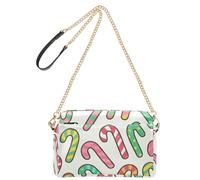 Crossbody Bags For Women Vegan Leather Womens Purse Cross Body Waterproof Shoulder Handbags Candy Canes Pattern