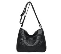 Crossbody Bags For Women Vintage Soft Leather Purses And Handbags Ladies Large Capacity Multi Pocket Shoulder Bag For Female Mother's Day Womens Satchel Bag (Black, One Size)