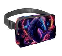 Crossbody Belt Bag for Women Men, Blue Flower Butterfly Moon Fanny Packs with Zipper Pockets,Waterproof Waist Packs with Adjustable Strap for Workout Running Traveling Hiking, Multicolor 5, One Size