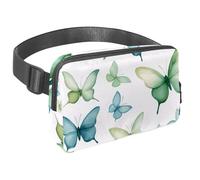 Crossbody Belt Bag for Women Men, Hand Drawn Butterflies Fanny Packs with Zipper Pockets,Waterproof Waist Packs with Adjustable Strap for Workout Running Traveling Hiking, Multicolor 4, One Size