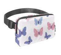 Crossbody Belt Bag for Women Men, Hand Drawn Butterflies Fanny Packs with Zipper Pockets,Waterproof Waist Packs with Adjustable Strap for Workout Running Traveling Hiking, Multicolor 1, One Size