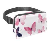 Crossbody Belt Bag for Women Men, Hand Drawn Butterflies Fanny Packs with Zipper Pockets,Waterproof Waist Packs with Adjustable Strap for Workout Running Traveling Hiking, Multicolor 7, One Size