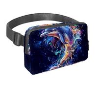 Crossbody Belt Bag for Women Men, Hand Drawn Vacation Fanny Packs with Zipper Pockets,Waterproof Waist Packs with Adjustable Strap for Workout Running Traveling Hiking, Multicolor 10, One Size