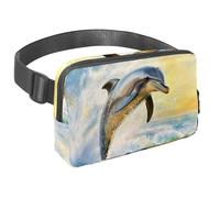 Crossbody Belt Bag for Women Men, Hand Drawn Vacation Fanny Packs with Zipper Pockets,Waterproof Waist Packs with Adjustable Strap for Workout Running Traveling Hiking, Multicolor 7, One Size