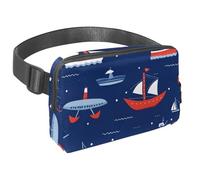 Crossbody Belt Bag for Women Men, Hand Drawn Vacation Fanny Packs with Zipper Pockets,Waterproof Waist Packs with Adjustable Strap for Workout Running Traveling Hiking, Multicolor 4, One Size