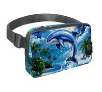 Crossbody Belt Bag for Women Men, Hand Drawn Vacation Fanny Packs with Zipper Pockets,Waterproof Waist Packs with Adjustable Strap for Workout Running Traveling Hiking, Multicolor 8, One Size