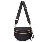 Crossbody Bum Bags for Women Pure Colour Spacious Trendy Sling Bag Nylon Fanny Pack Shoulder Bag for Travel, Black, Classic Solid Color Crossbody Bag