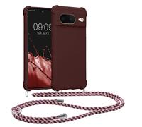 kwmobile Crossbody Case Compatible with Google Pixel 8 Case - TPU Silicone Cover with Strap - Bordeaux Violet