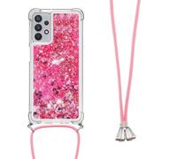 Crossbody Case for Google Pixel 9 Pro XL, 3D Glitter Quicksand Flowing Liquid Bling Sparkle Cute Clear Transparent TPU Lanyard Cord Gel Silicone Shockproof Cover Protective Case for Girls Women Pink
