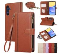 Crossbody Case for OPPO A1 Pro/Reno8T 5G, Zipper Lanyard Premium PU Leather Folio Flip Notebook Wallet Magnet Cover for OPPO A1 Pro/Reno8T 5G with Kickstand Card Slots,brown