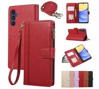 Crossbody Case for OPPO A18/S18/A38 4G/V30, Zipper Lanyard Premium PU Leather Folio Flip Notebook Wallet Magnet Cover for OPPO A18/S18/A38 4G/V30 with Kickstand Card Slots,red