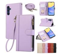 Crossbody Case for OPPO A52/A92/A72 4G, Zipper Lanyard Premium PU Leather Folio Flip Notebook Wallet Magnet Cover for OPPO A52/A92/A72 4G with Kickstand Card Slots,Purple