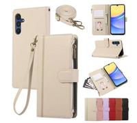 Crossbody Case for OPPO Realme 12+, Zipper Lanyard Premium PU Leather Folio Flip Notebook Wallet Magnet Cover for OPPO Realme 12+ with Kickstand Card Slots,Khaki