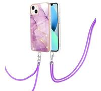 Crossbody Case for Samsung Galaxy A26, Glossy Anti-Slip Lanyard Cord Shockproof Slim Fit Soft Shell Bumper Marble Case Silicone Drop Protective Cover for Samsung Galaxy A26 Light Purple