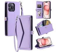 Crossbody Case for Xiaomi POCO F6, Shockproof Flip Wallet Phone Case with Card Holders Crossbody Chain Strap Premium Leather Magnetic Protective Cover for Xiaomi POCO F6,Purple