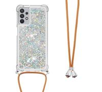 Crossbody Case for Xiaomi Redmi Note 14 4G, 3D Glitter Quicksand Flowing Liquid Bling Sparkle Cute Clear Transparent TPU Lanyard Cord Gel Silicone Shockproof Cover Protective Case for Girls Women